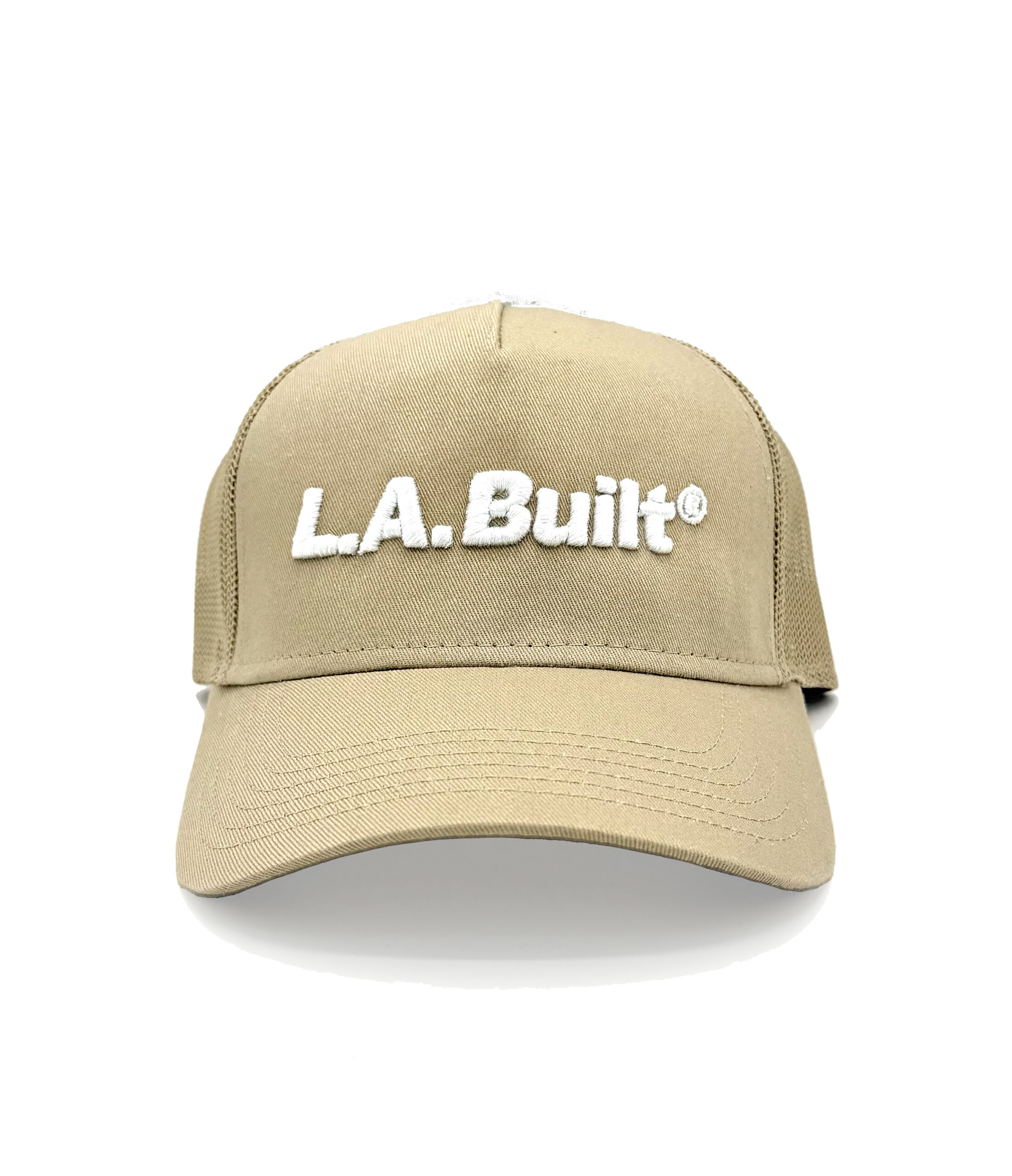 L.A. Built Embroidered 3D Puff Logo Cap/Hat v2 - Khaki/Wht