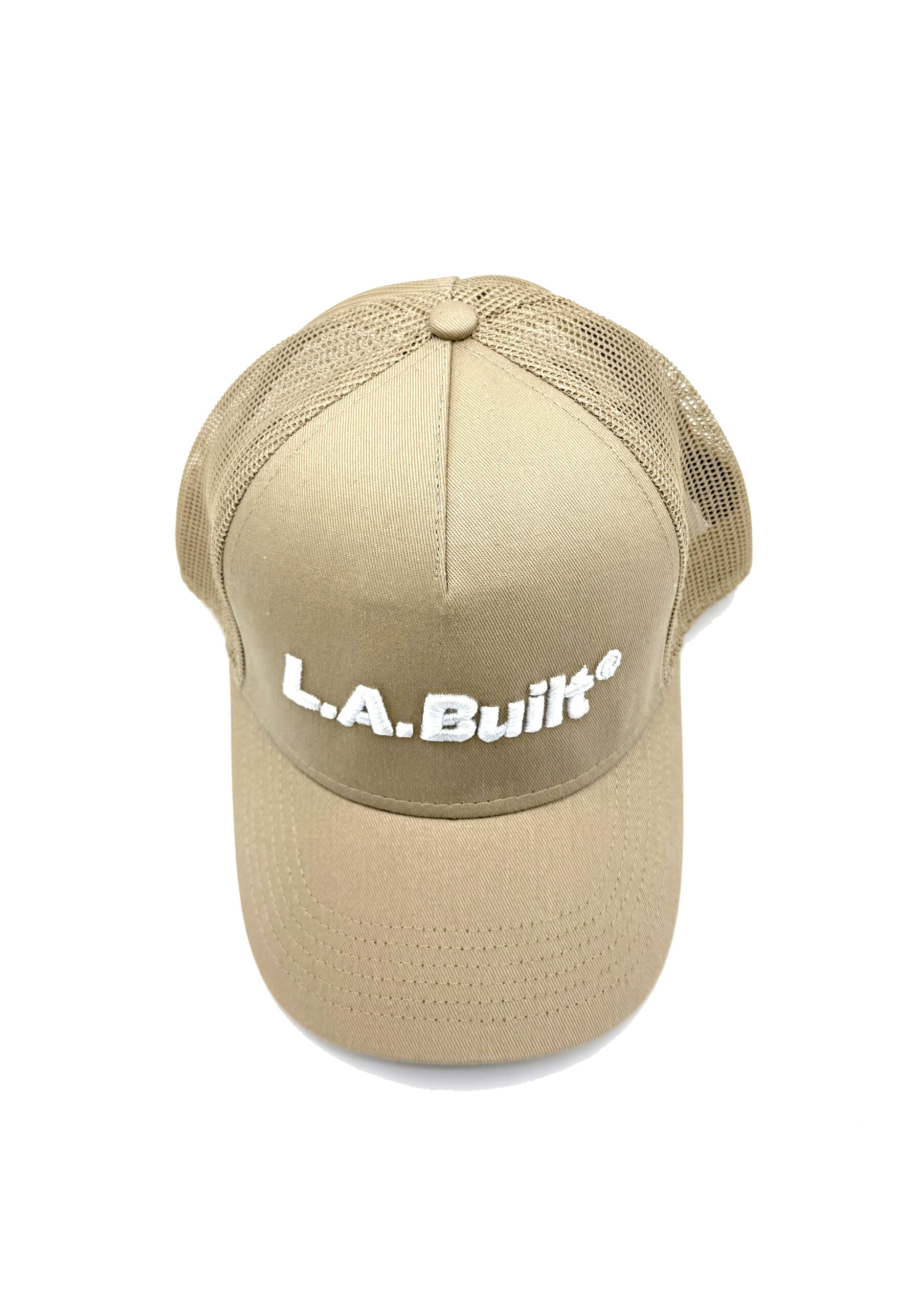 L.A. Built Embroidered 3D Puff Logo Cap/Hat v2 - Khaki/Wht - Image 4