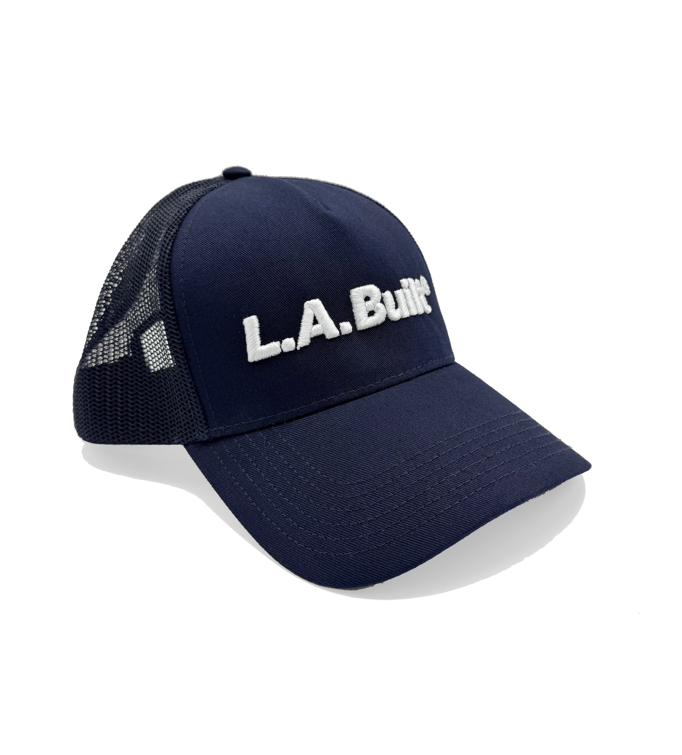 L.A. Built Embroidered 3D Puff Logo Cap/Hat v2 - DkBlu/Wht - Image 2