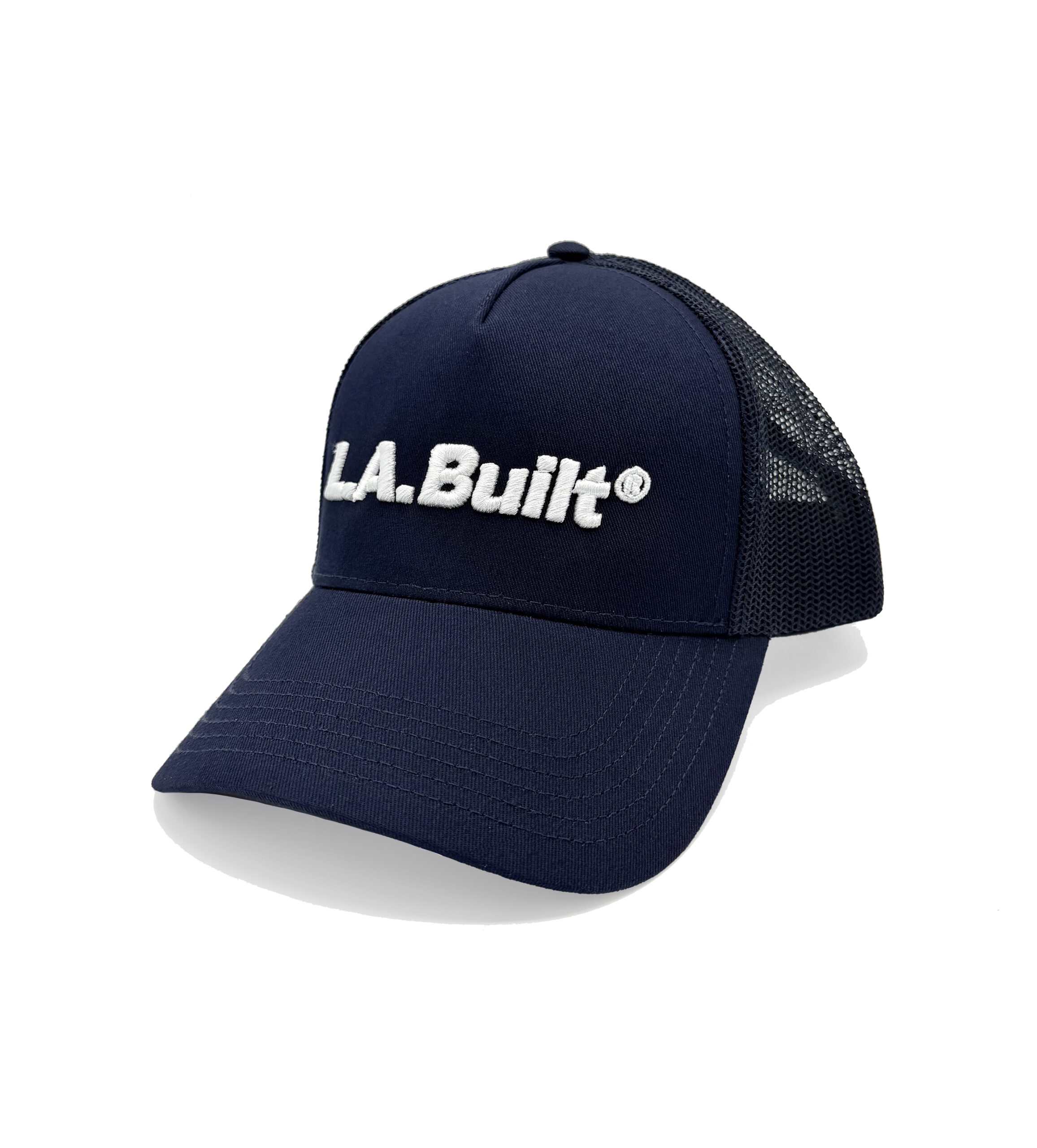 L.A. Built Embroidered 3D Puff Logo Cap/Hat v2 - DkBlu/Wht - Image 3