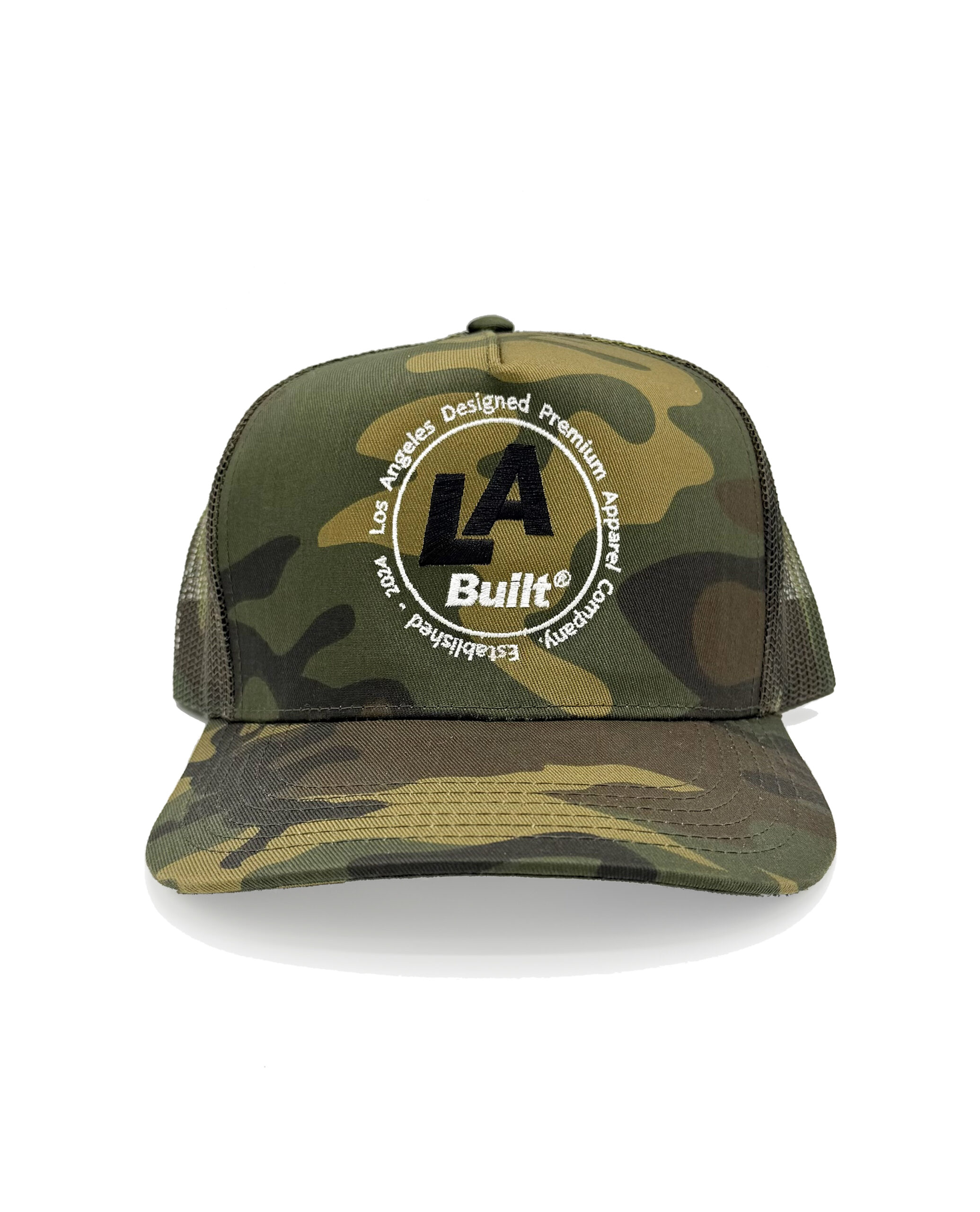 L.A. Built Embroidered Circle Logo Cap - Camo/Wht/Blk